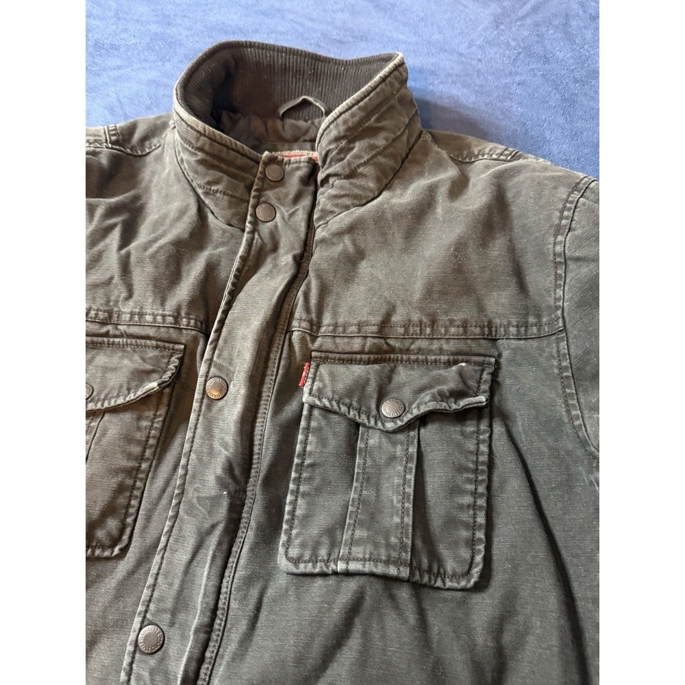 Levis Strauss & Co Green Military Style Jacket Large Work Utility Jacket